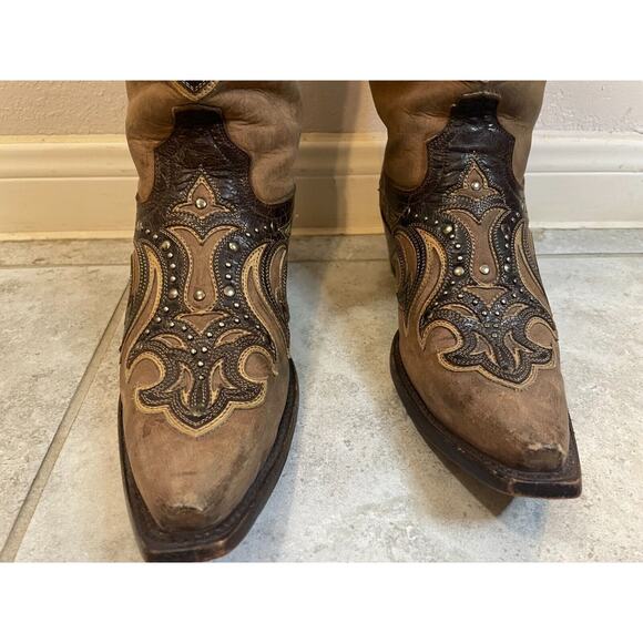 "Corral Women Style G1185 Brown & Dark Brown Embroidered Cowboy Boots 8" - Picture 10 of 16